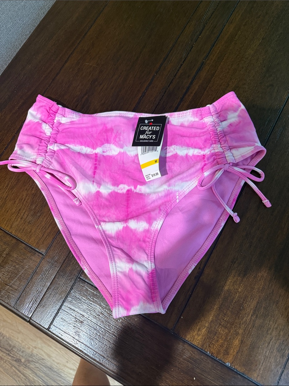 Macy's Pink Tie-Dye High Waist Bikini Bottoms